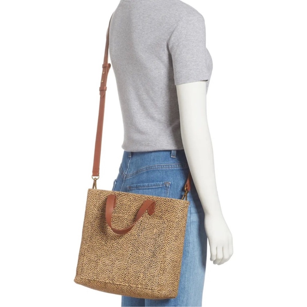Madewell Zip Top Small Transport Cross Body Bag Calf Hair Animal Print NWT